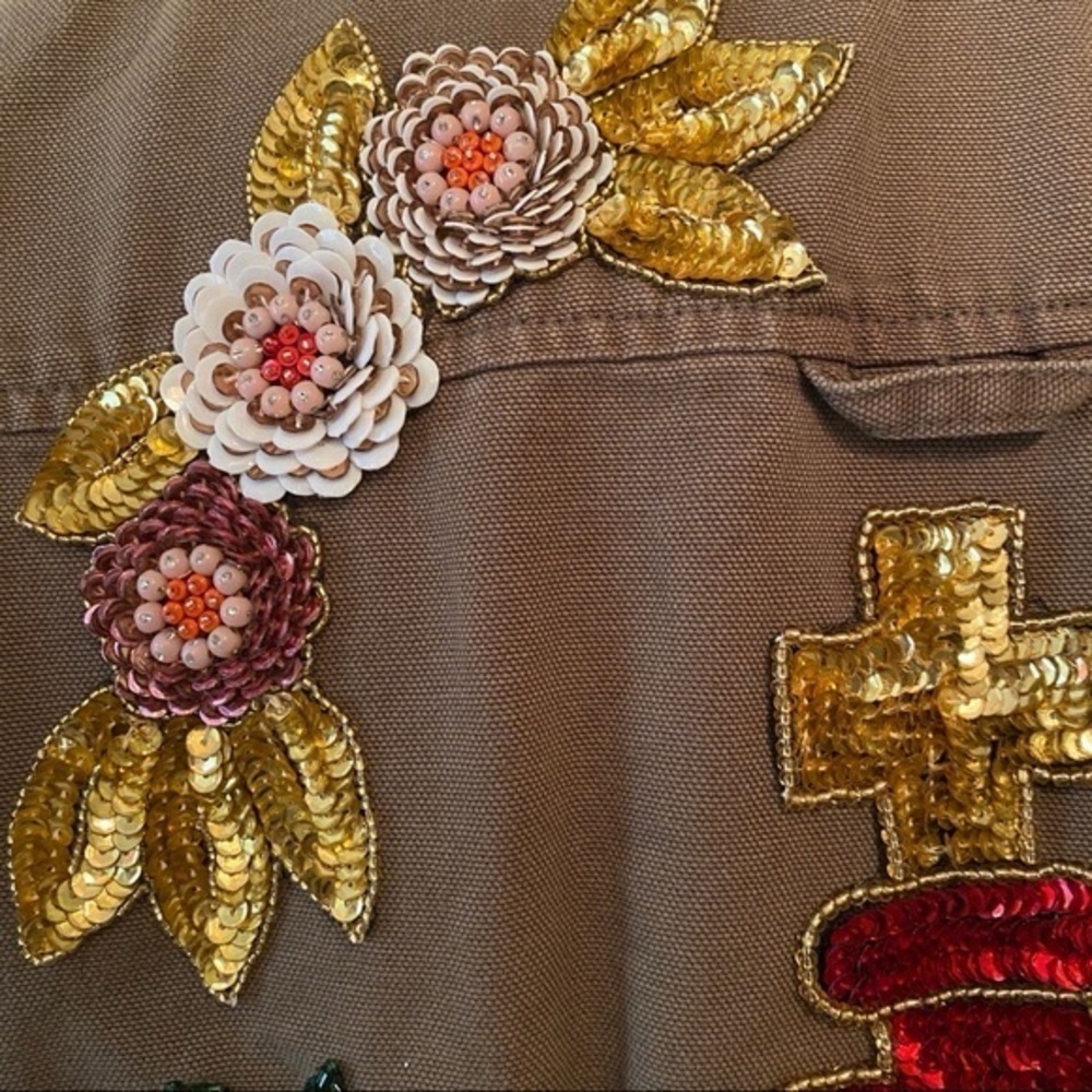 Veronica Beard Olive Green Embroidered Military Jacket - Picture 4 of 16